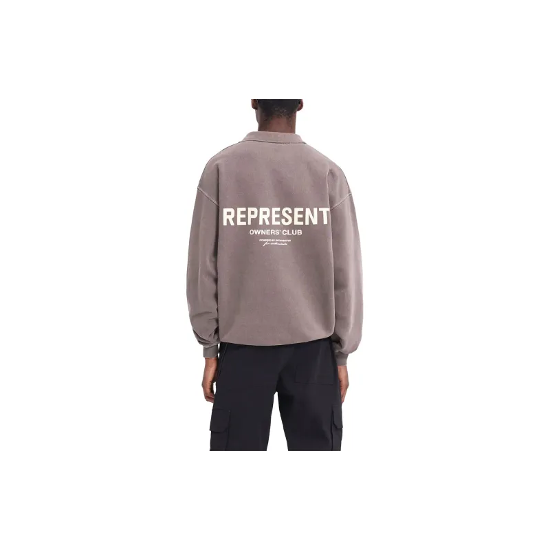 REPRESENT Owners Club Long Sleeve Polo Sweater-5