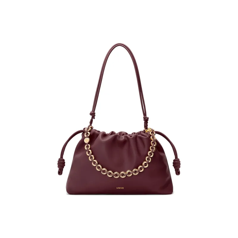 LOEWE Flamenco Soft Nappa Sheep Leather Clutch Tubas Women's Burgundy-2
