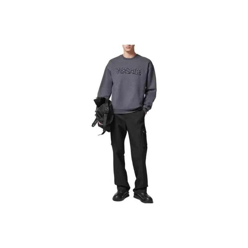 VERSACE Logo Embellished Crewneck Sweatshirt-1