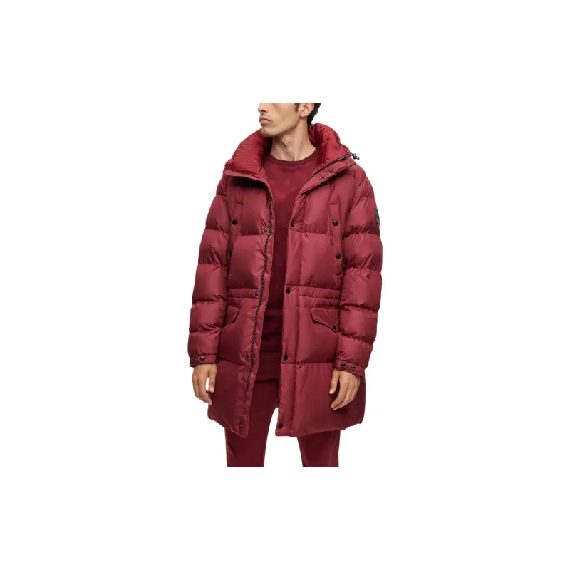 HUGO BOSS Water-Repellent Padded Jacket With Hood Coats Men's Deep Red-1