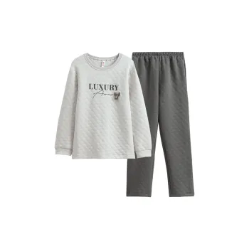 FENTENG Pajama Set Men's Silver Gray