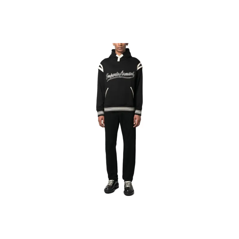 EMPORIO ARMANI Logo embroidered Jersey Hoodie-1