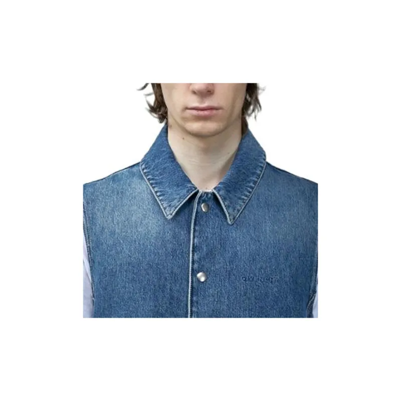 Givenchy Logo Embroidered Denim Vest-3