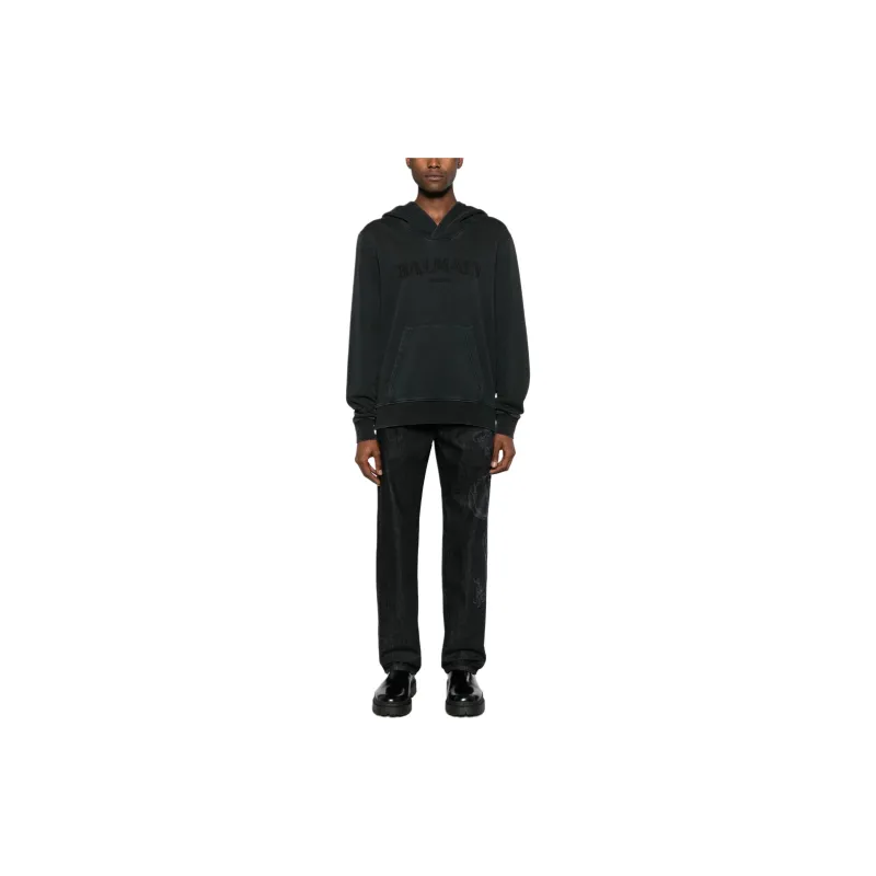 BALMAIN Logo Embossed Hoodie-1