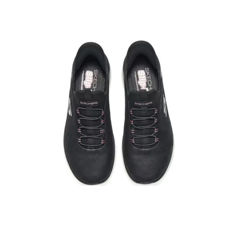 Skechers Sport Anti Slip Wear Resistant Low Top Casual Shoes Women's Black Pink-3