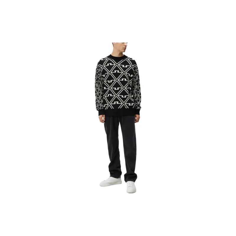 J.Lindeberg Isaac Jacquard Knitted Sweater Sweater Men's Black-1