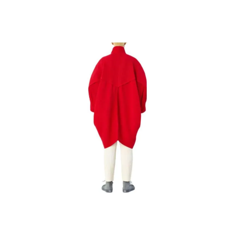Homme Plissé Issey Miyake Trench Coats Men Deep Red-2