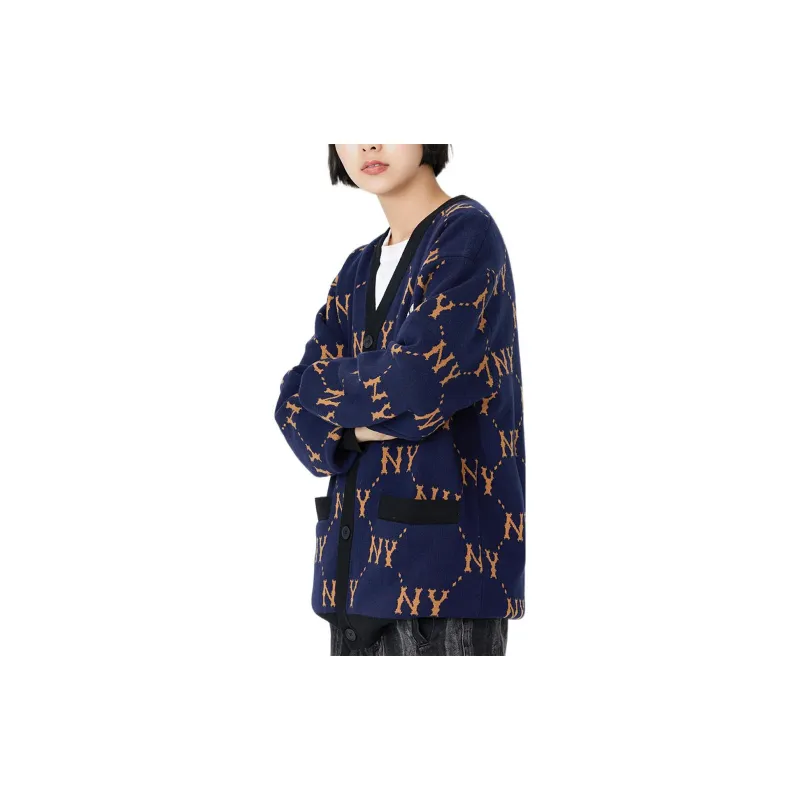 MLB Old Flower Sweaters Unisex Navy Blue-6