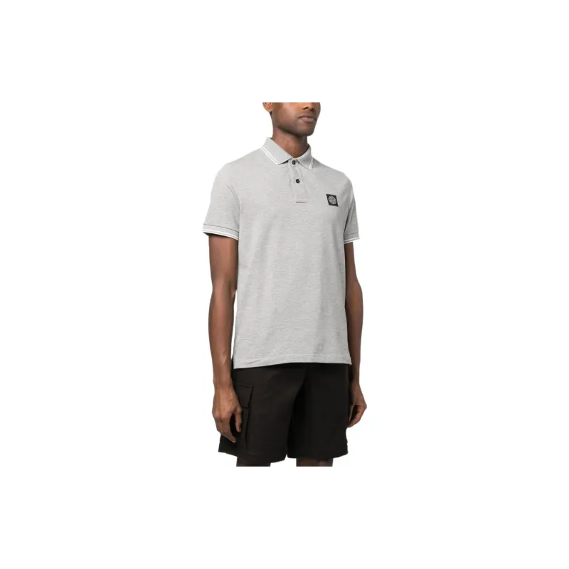 STONE ISLAND Logo Patch Short Sleeved Polo Shirt-3