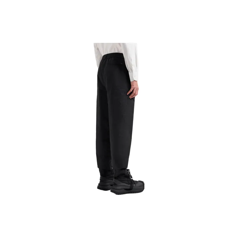 EMPORIO ARMANI Jacquard Nylon Trousers With Elastic Hems And All over Logo Lettering-3