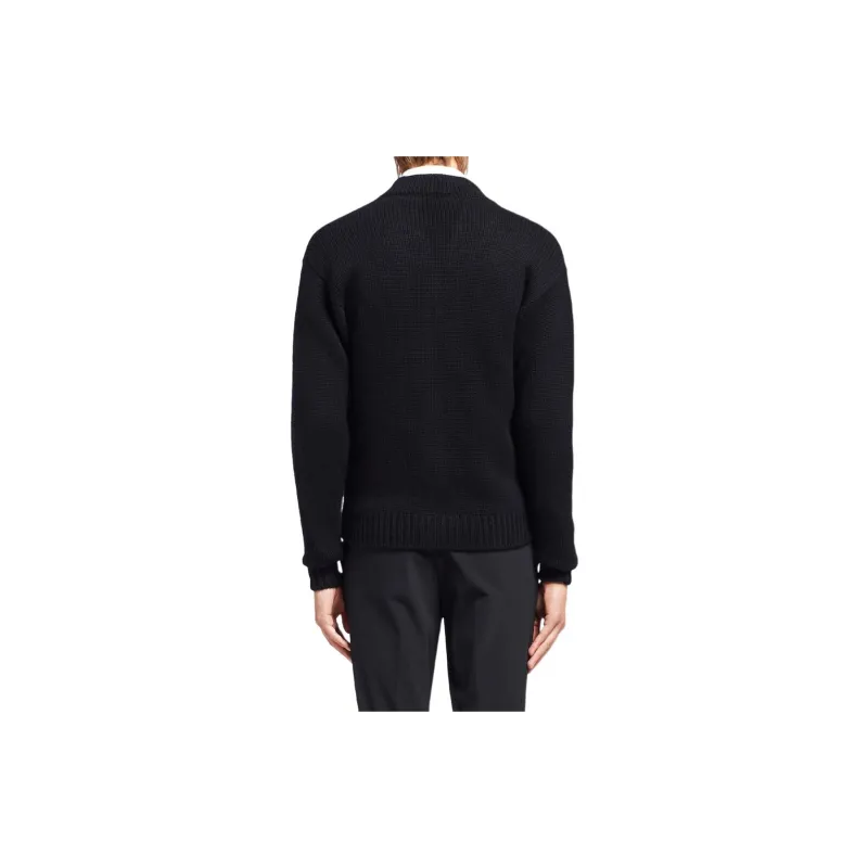 PRADA Logo Patch Knitted Cardigan-2