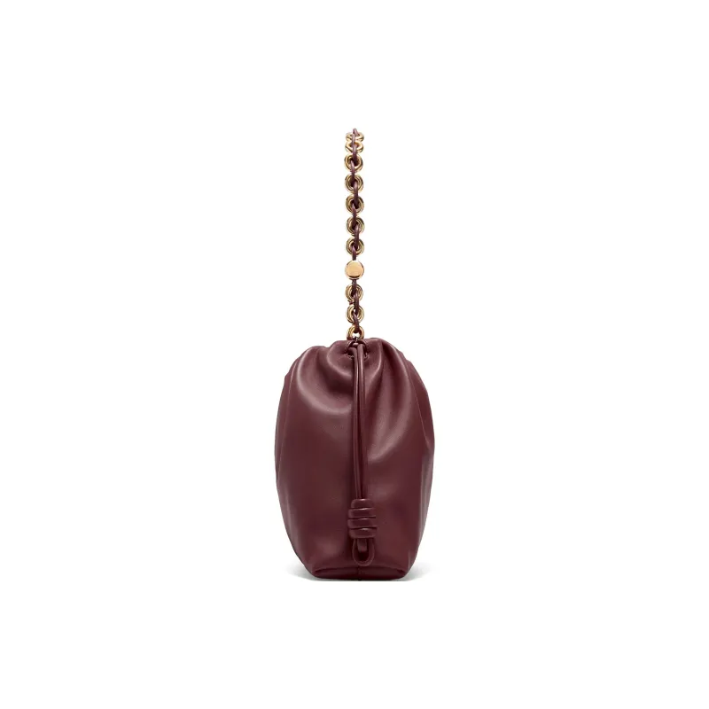LOEWE Flamenco Soft Nappa Sheep Leather Clutch Tubas Women's Burgundy-5