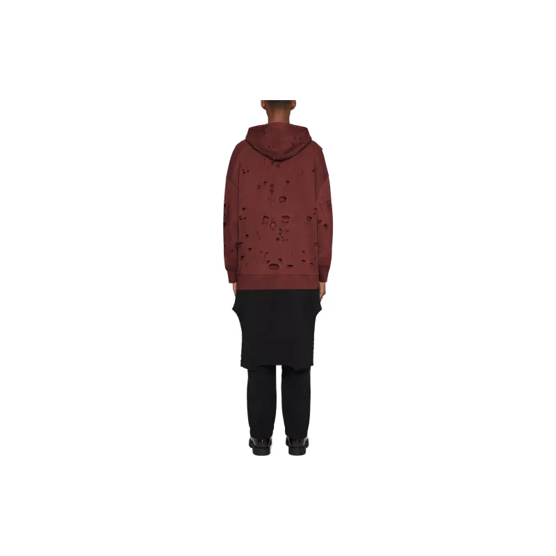 GIVENCHY FW23 Hoodie In Destroyed Fleece Sweatshirt Men's Red-2