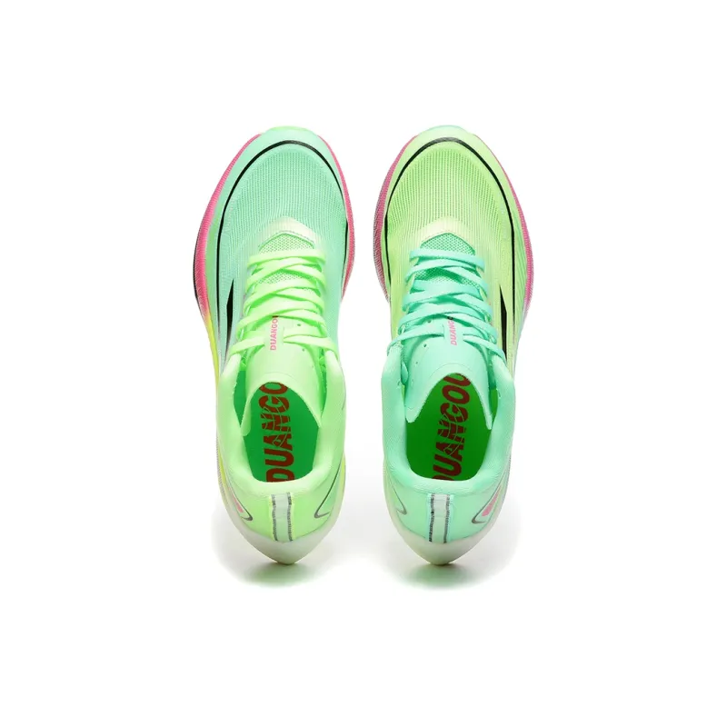 DUANGOU Running Shoes Unisex Low Top Neon Green/Black Pink/Mismatched Color-5