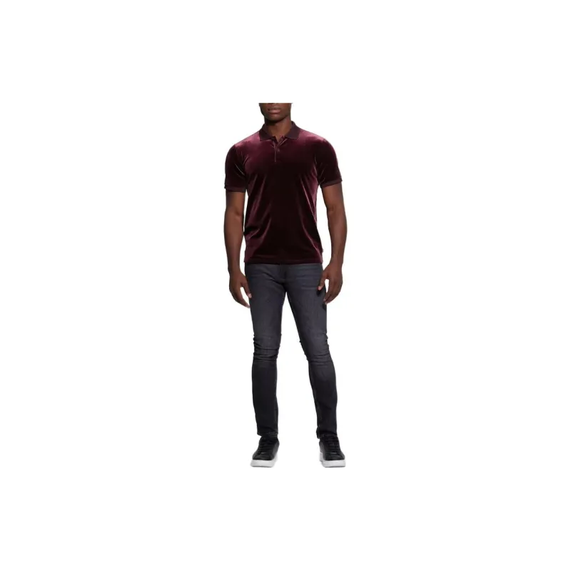 GUESS Rio Liquid Velvet Polo Polo Shirt Men's Red-1