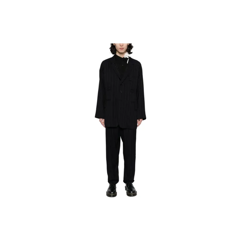 Yohji Yamamoto Pour Homme Pinstriped Single-Breasted Tailored Blazer-1