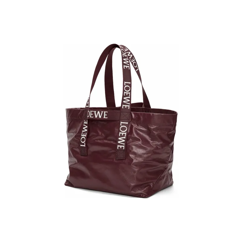LOEWE Cow Leather Tote Bag Shopping Bag Shoulder Bag Handbag Men's Burgundy-1