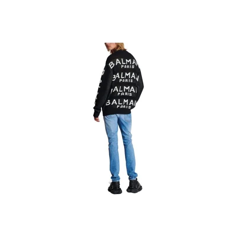 BALMAIN Logo Intarsia Crewneck Knit Jumper-2