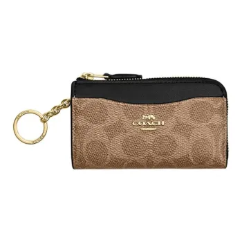 COACH Artificial Leather With Recycled Leather Card Holder Regular Women's Brown & Yellow & Black