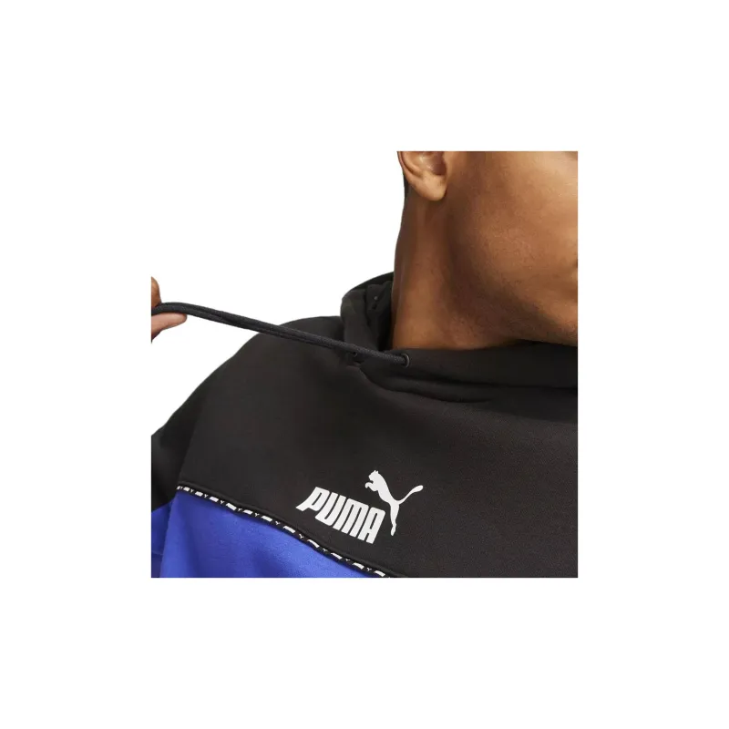 PUMA ESS BLOCK X TAPE HOODIE FL Sweatshirt Men's Blue-3