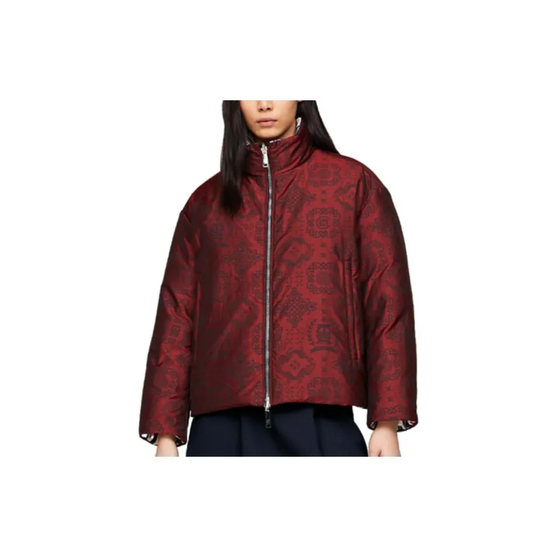 Clot X Tommy Hilfiger CLOT Co branded Model Down Jackets Unisex Dark Red Color 0K4-5