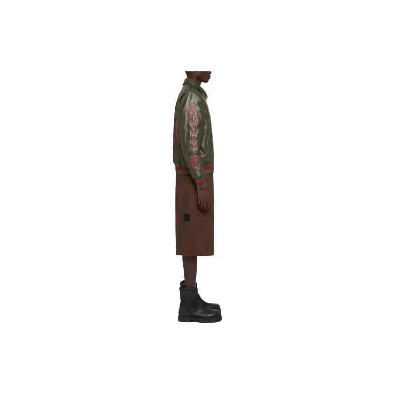 GIVENCHY SS24 Leather Jacket Men's Olive Green-1