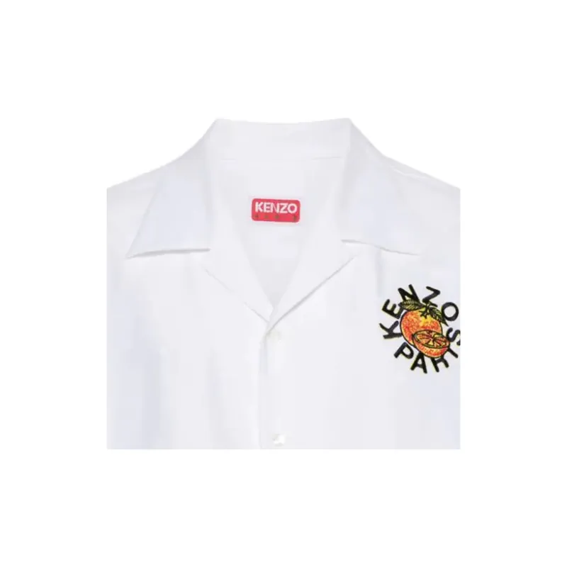 KENZO Logo Patch Collared Short Sleeve Shirt-5