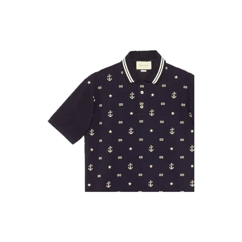 GUCCI Symbols Embroidered Polo Shirt-5