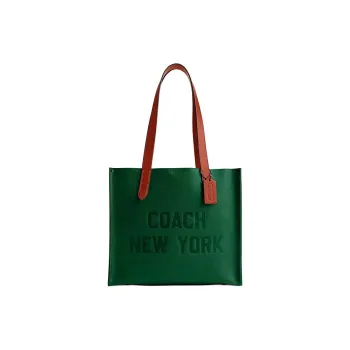 COACH Relay Pebble Grain Leather Tote Bag, Shopping Bag, Handbag, Shoulder Bag Men's Green