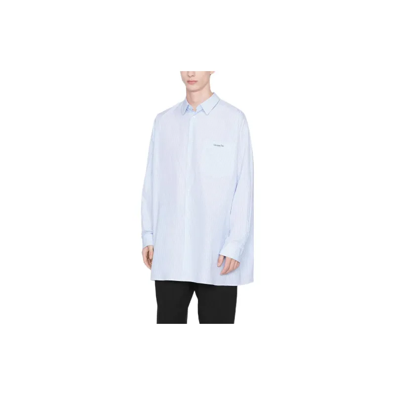DIOR SS22 Shirt Men's White Blue Stripes-4