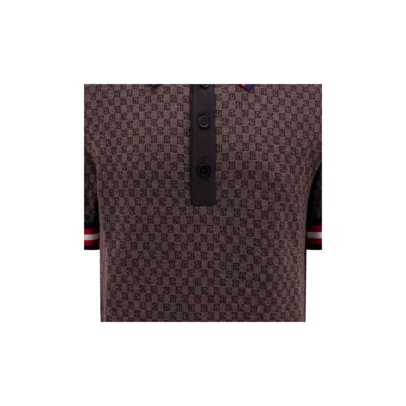 BALMAIN Monogram Pattern Merino Polo Shirt-4