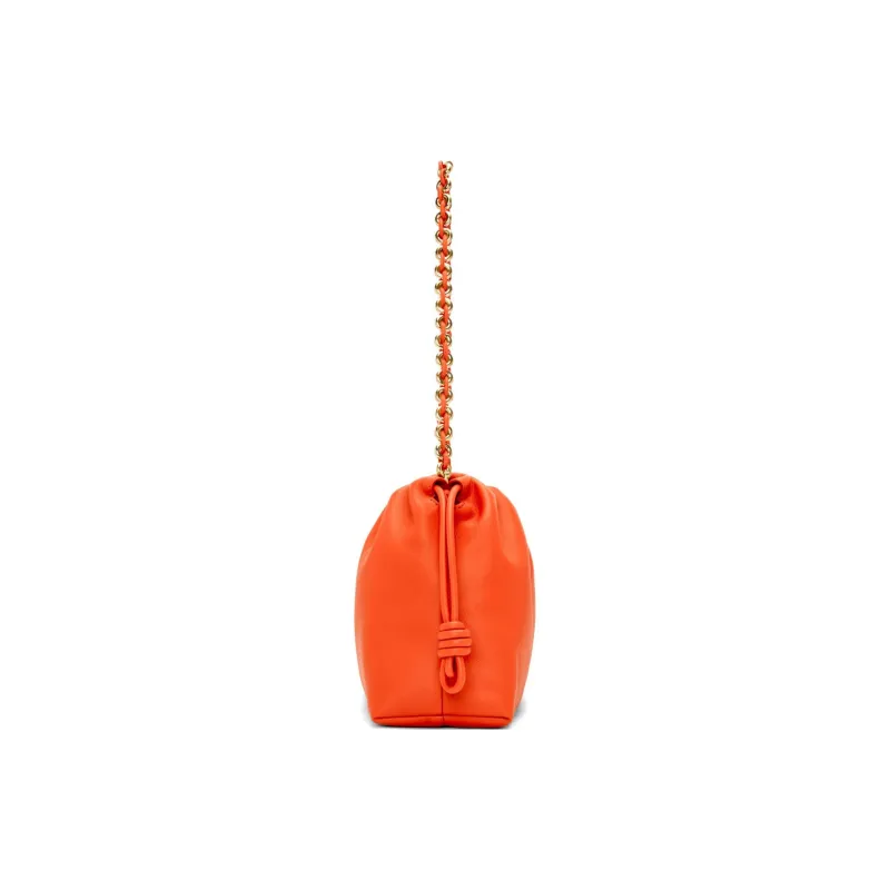 LOEWE Flamenco Soft Nappa Sheep Leather One Shoulder Crossbody Clutches Medium Size Women's Vibrant Orange-3