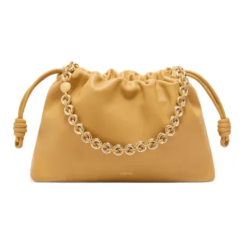 LOEWE Flamenco Soft Nappa Sheep Leather Clutch Large Size Women's Durian Yellow