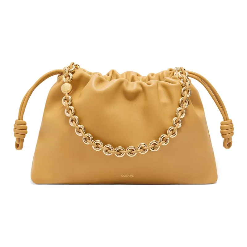 LOEWE Flamenco Soft Nappa Sheep Leather Clutch Large Size Women's Durian Yellow-0