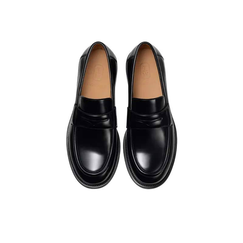 THOM WILLS British Business Casual Versatile Slip on Loafers Men's Black-2
