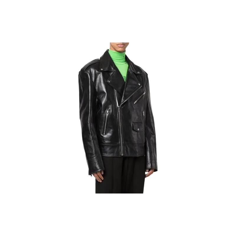 Vetements ZIp Up Long Sleeved Leather Jacket-3