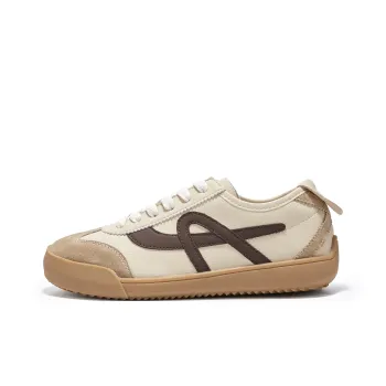 JOSINY Versatile Lightweight Soft Sole Flat Shoes Sports White Sneakers Low Top Lace Up Casual Shoes Women's Brown