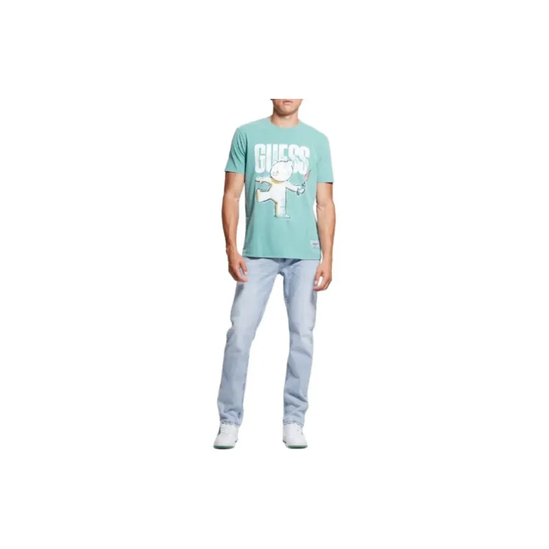 GUESS Teddy Bear Graphic Tee T-Shirt Men's Turquoise-2