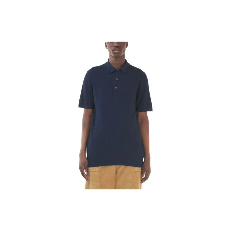 Barena Ribbed Knitted Short Sleeved Polo Shirt-1