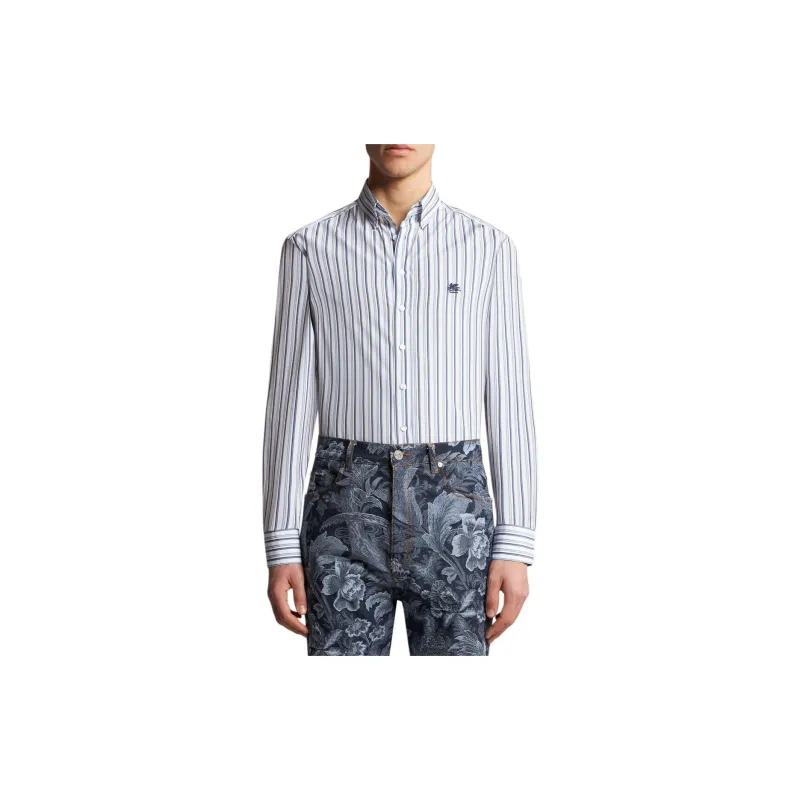ETRO Pegaso Embroidered Striped Shirt-2
