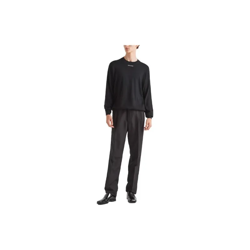 PRADA Logo Detailed Crewneck Knitted Jumper-1