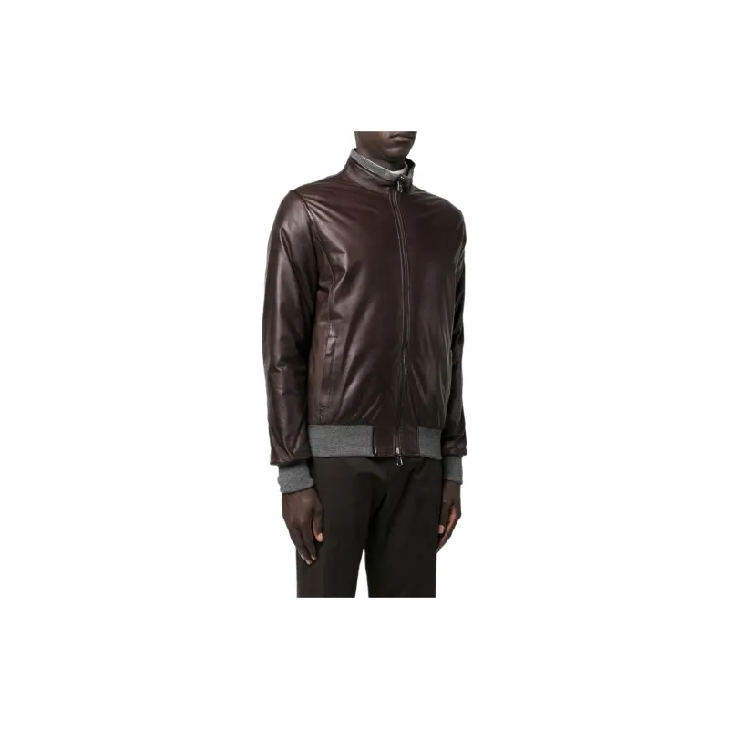 BARBA Leather Jacket Men's Walnut Brown-3