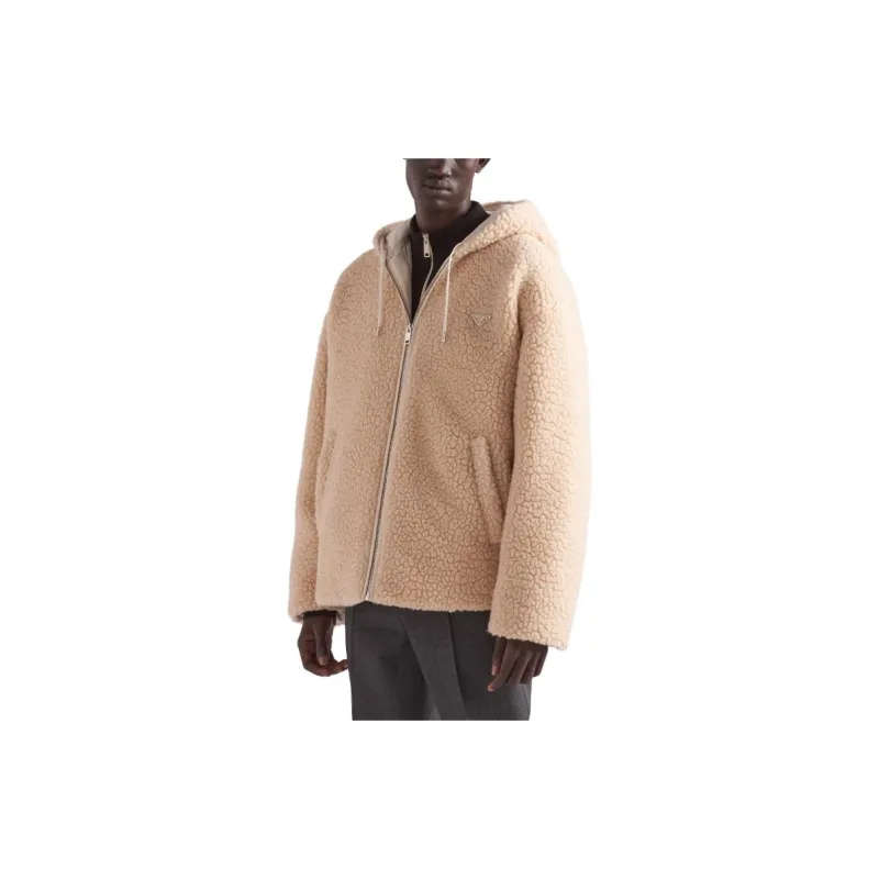 PRADA Triangle-logo Fleece Jacket-3