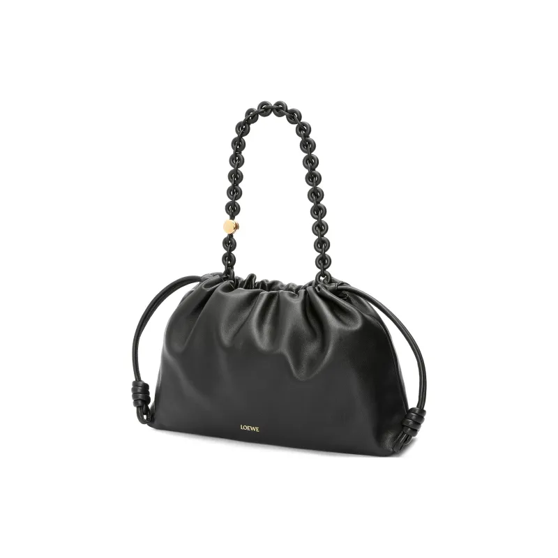 LOEWE Flamenco Soft Nappa Sheep Leather Clutch Large Size Women's Black-4