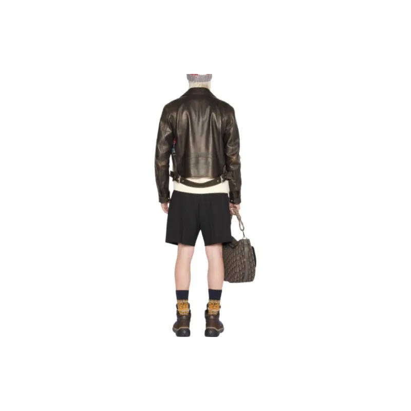 DIOR Quarterly New Products Leather Jackets Men Brown-5