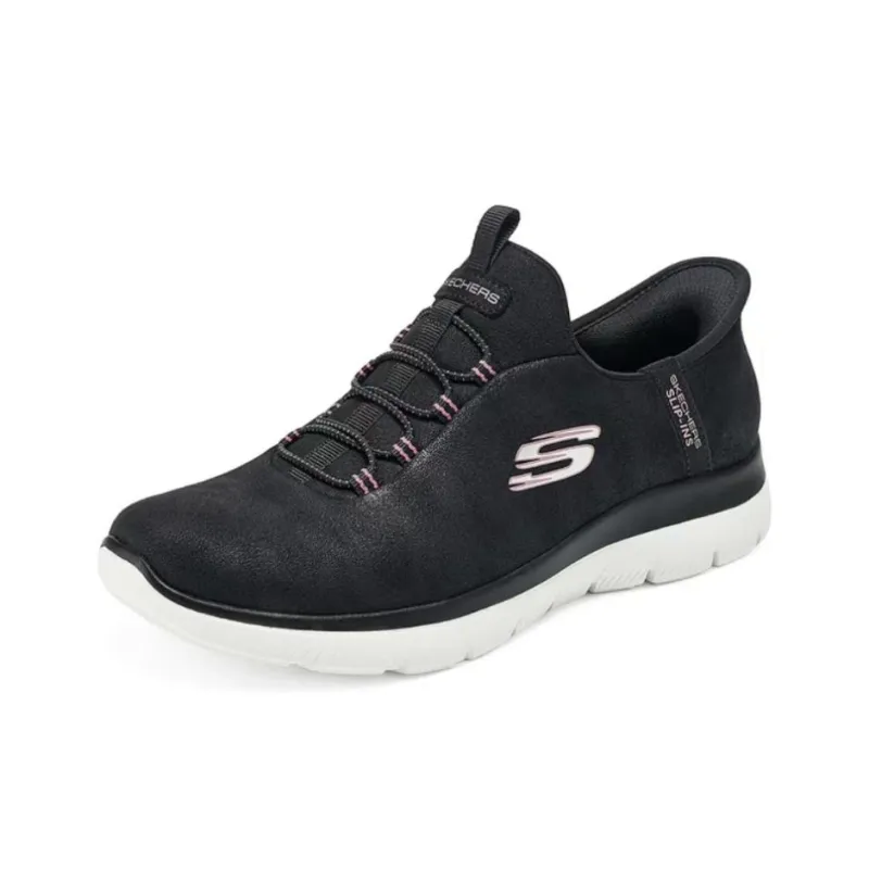 Skechers Sport Anti Slip Wear Resistant Low Top Casual Shoes Women's Black Pink-1