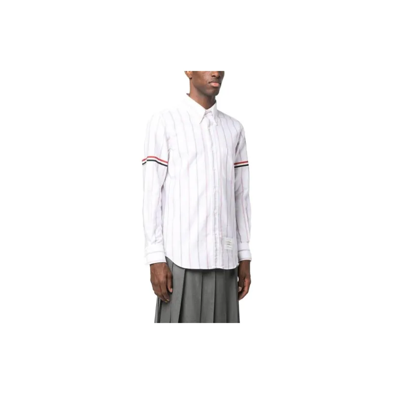 THOM BROWNE Rwb Striped Long-Sleeved Shirt-3