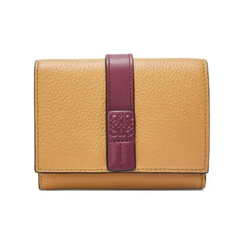 LOEWE Soft Grained Calfskin Wallet Women's Cookie & Deep Red