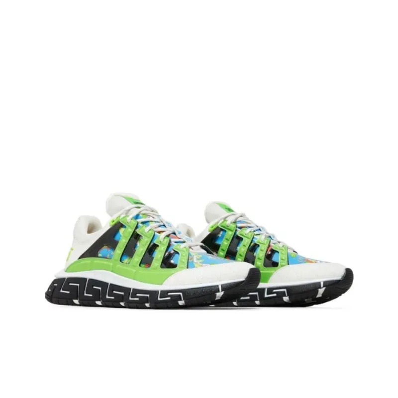 VERSACE Trigreca Cushioning, Slip Resistant, Abrasion Resistant Coverage Low Top Casual Shoes Men's Blue Green-2