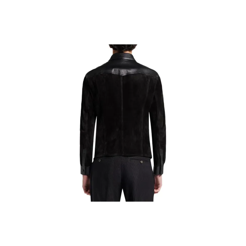 TOM FORD Leather Trim Suede Shirt-2